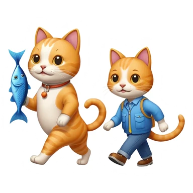 cat walking a dog walking a fish sticker