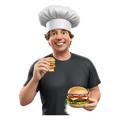 smiling chef with burger cup sticker