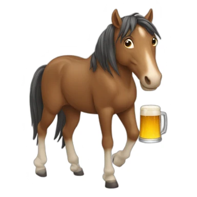 Horse with a beer sticker