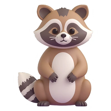 3D raccoon, full body, cute, detailed fur, neutral pose sticker