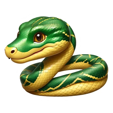 cinematic-cute-anaconda-portrait-emoji,-head-tilted-playfully-and-inquisitively,-with-a-sleek,-shimmering-body-adorned-with-detailed-scale-sriped patterns-and-round,-sparkling-eyes-full-of-wonder,-simplified-yet-irresistibly-adorable-features sticker