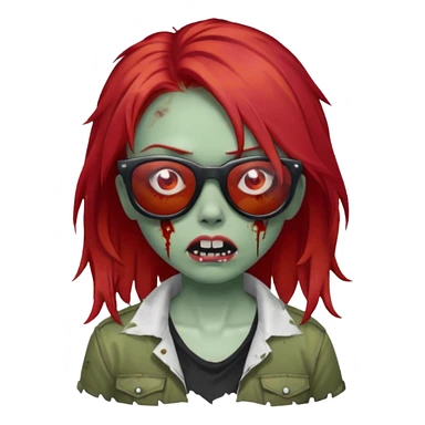 Zombie girl with red hair and sun glasses face sticker