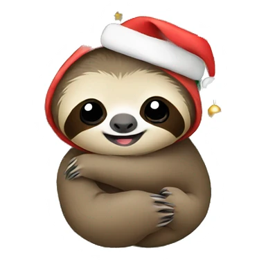 Baby sloth hugging a christmas tree sticker