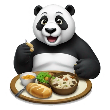 a panda eating a full meal sticker