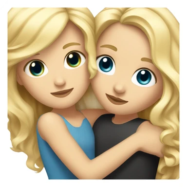 A white girl with blue eyes and blonde hair hugging a girl with tan skin and black wavy hair  sticker
