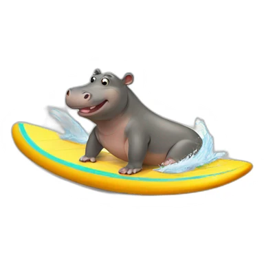 Surfing hippo sticker