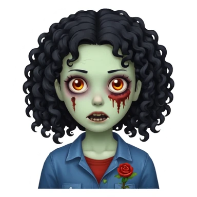 zombie curly girl black hair sticker