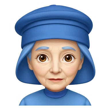 elderly woman with blue hat sticker