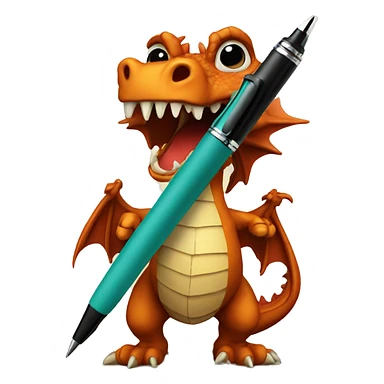 Dragon with a pen sticker