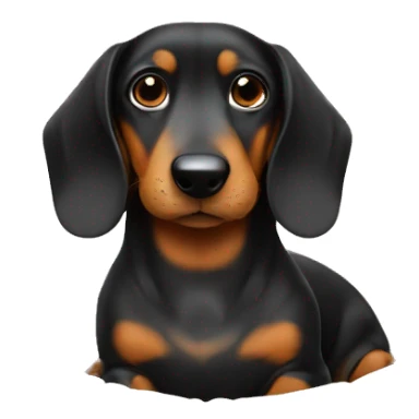 Sausage dog sat in dog bed sticker