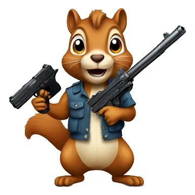 squirrel holding a pistol  sticker