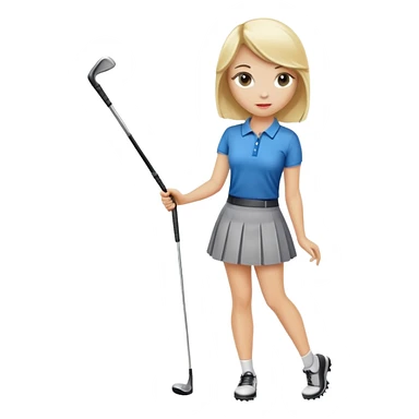Golf girly blonde in skirt holding club sticker