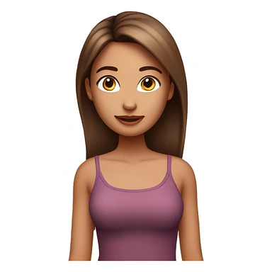 Medium shaded girl with straight brown hair and highlights wearing a pink tube top sticker