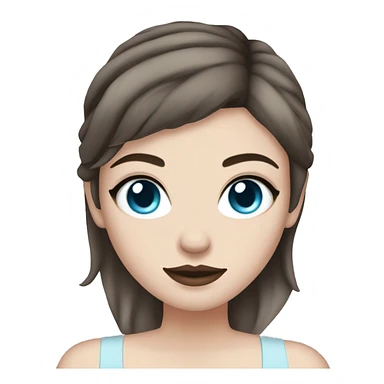 A pale white girl with tattoos on her arms, makeup, light blue eyes and dark brown hair sticker