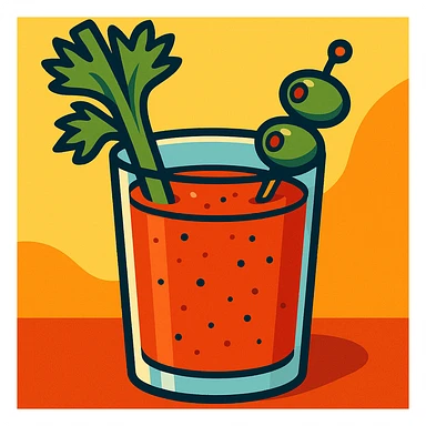 bloody mary drink with celery stalk and olives, classic cocktail style, bright and inviting sticker