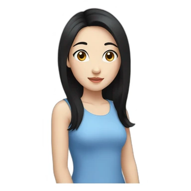 chinese girl with black hair and blue eyes sticker