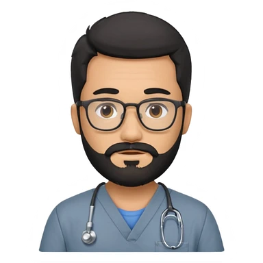 male with a scrubs color gray and blanck hair and tan skin and beard and glasses sticker
