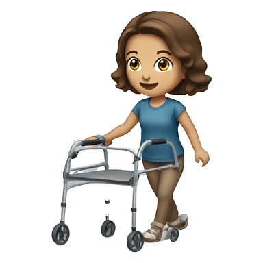 Girl with brown hair using a walker sticker