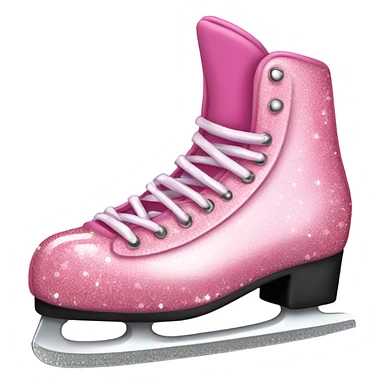 Pink glitter ice skates with hearts and flowers  sticker