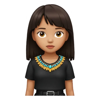 Philippino girl in black fringed shirt, with hand on hip sticker