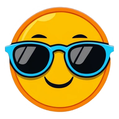 bright orange sun with cool black sunglasses and a cute happy face sticker