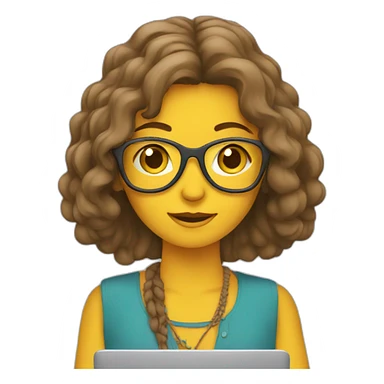 Hippie woman with laptop sticker
