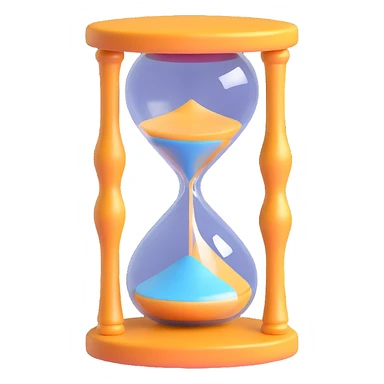 charming 3D hourglass, plump and cute, shiny reflections, soft pastel colors, playful friendly appearance sticker