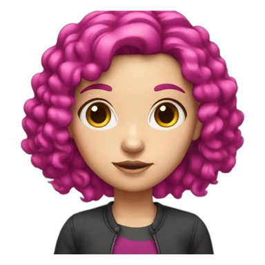 White girl with a magenta hair sticker