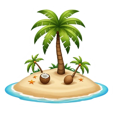 island with a coconut tree and beach sticker