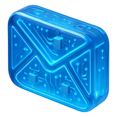 modern tech-inspired email icon glowing blue LED light sticker