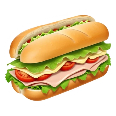 sandwich with turkey, lettuce, pickles, mayonnaise, and tomatoes on a baguette sticker