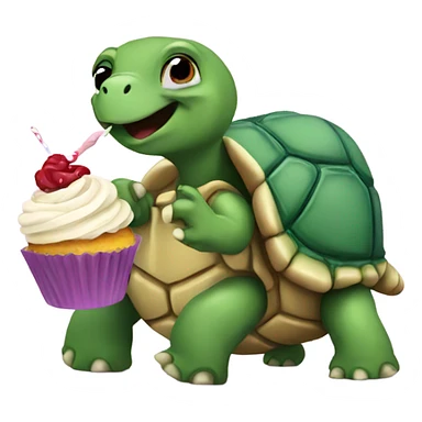 Turtle eating cupcake sticker