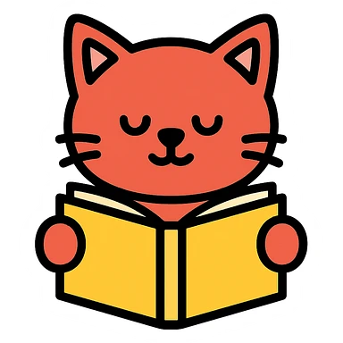 red cat reading a book sticker