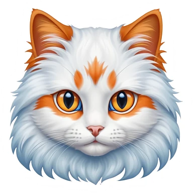 Long haired cat white with orange and black markings and blue eyes sticker