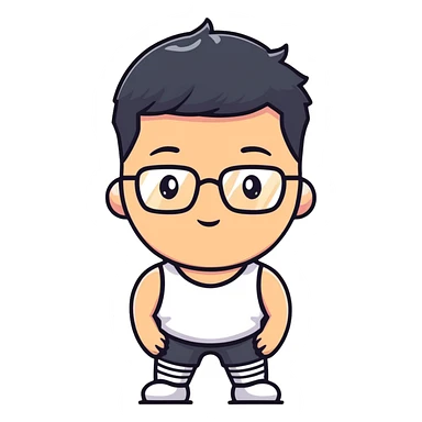 muscular tall Korean man with glasses and short hair sticker