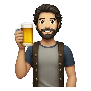 Young guy with dark hair and beard holding a mug of beer  sticker