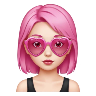 Girl with pink hair and heart sunglasses sticker