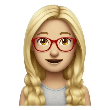 long blonde haired girl with freckles with RED glasses sticker