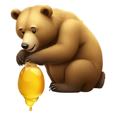 Bear with one honey bee sticker