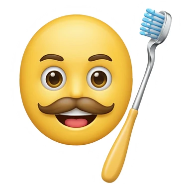 emoji face with a toothbrush moustache sticker