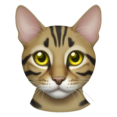 Tabby bengal mix cat with greenish yellow eyes sticker