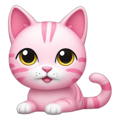 kawaii pink cat computer sticker