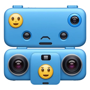 blue iPhone 16 with two cameras, emoji style, close-up sticker