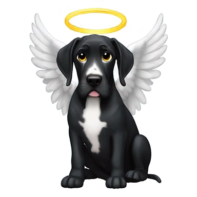 All black Great Dane with angel halo sticker