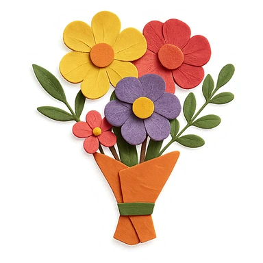 bouquet of flowers in paper-craft style sticker