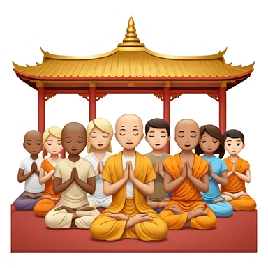 people praying in a Buddhist temple sticker