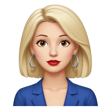 30 year old white woman, shoulder-length hair, brown eyes, left side of hair tucked behind ear, lipstick, hoop earrings, slightly tilted head, upper body portrait sticker