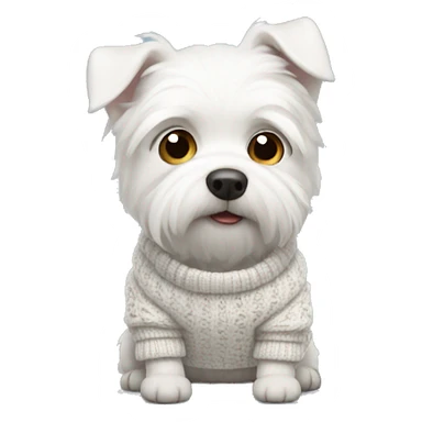little white dog with sweater sticker