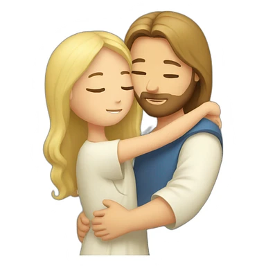 Jesus hugging a girl with blonde hair sticker