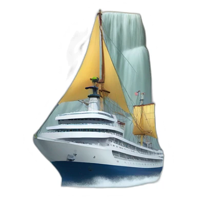 ship on waterfall sticker